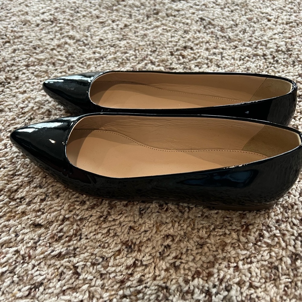 J. CREW Patient leather pointed toe flats.